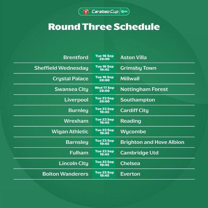 联赛杯第3轮开球时间:9月24日凌晨3点利物浦VS南安普顿